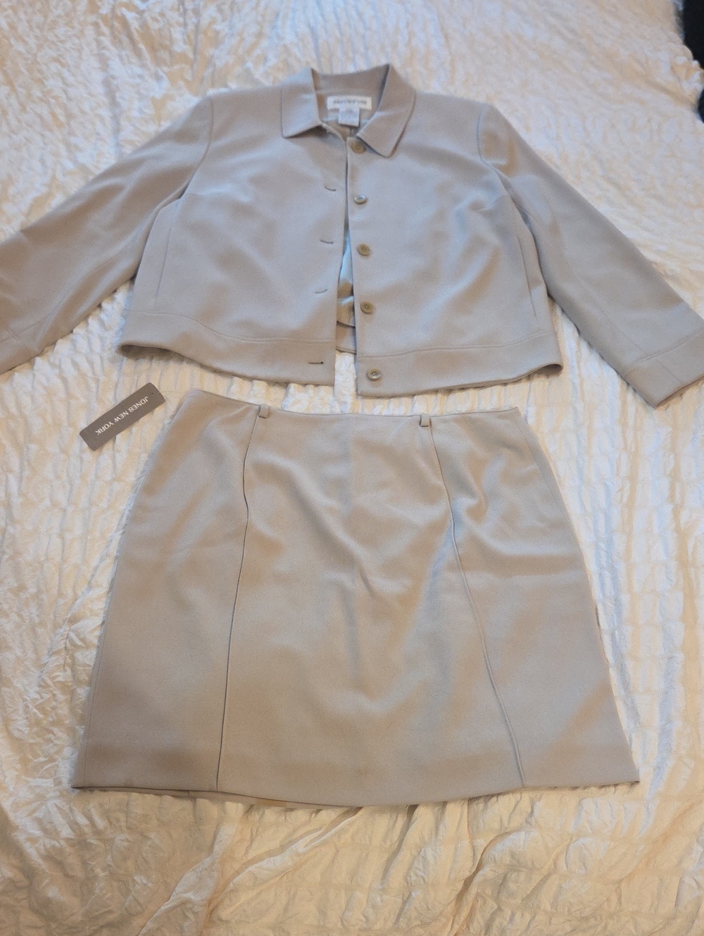 Jones New York Cream Mini Skirt and Matching Cropped Jacket